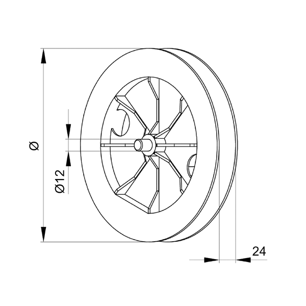 Pulley with fixed steel pivot and cap